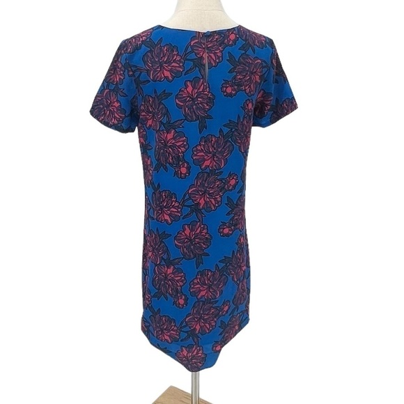J. Crew Blue Pink Floral Shift Swing Gallery Dress Size 2 Women’s - Picture 4 of 8